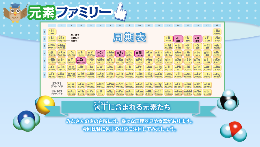 元素ファミリー 包丁に含まれる元素たち